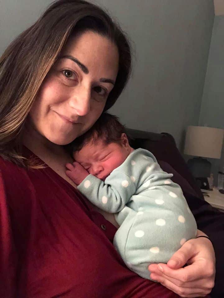 Hypno-mom Brittany holding newborn