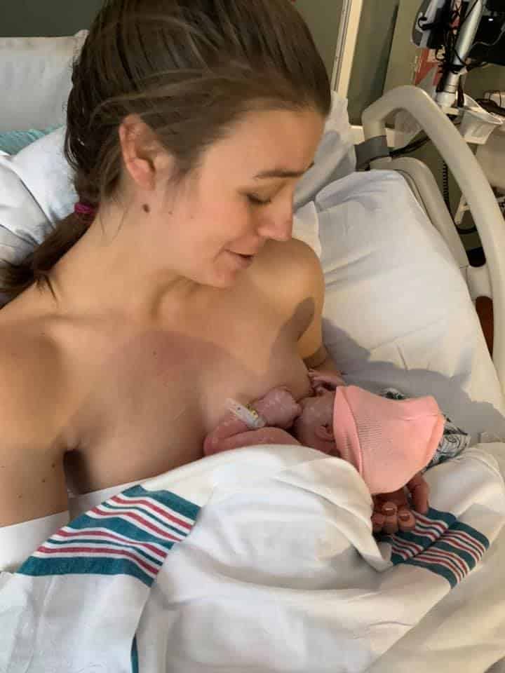 Hypno-mom nursing newborn in hospital