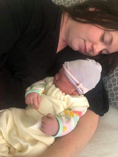 Hypno-mom holding newborn baby