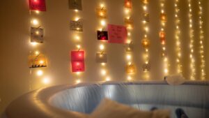 Birth tub, twinkle lights and affirmations