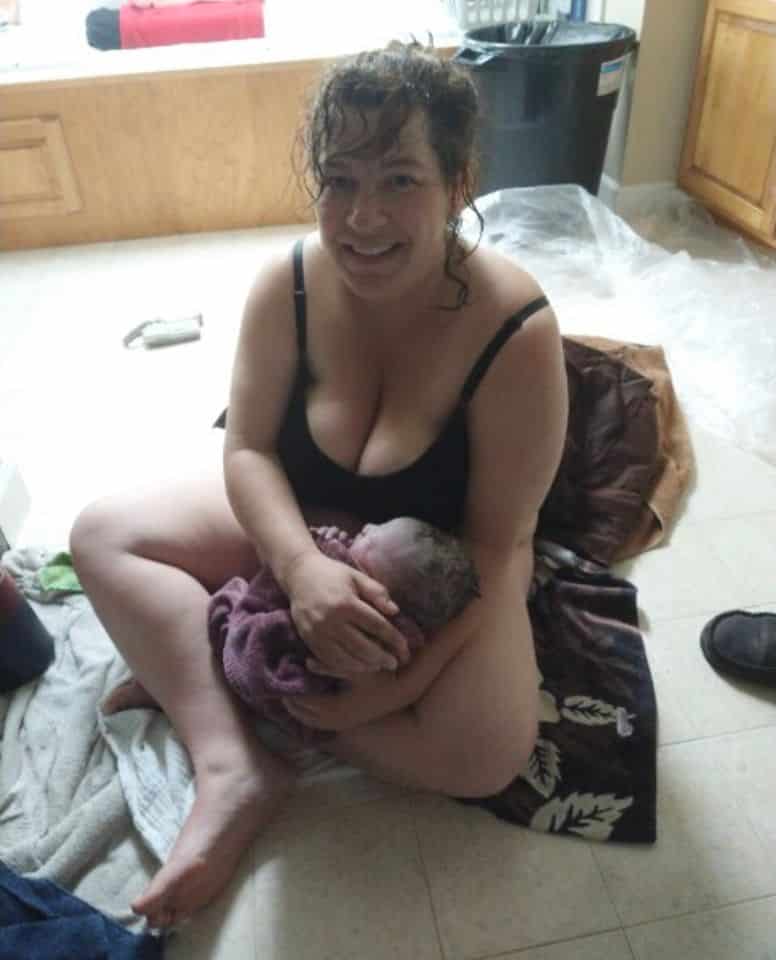 New parent Morgan just after her Hypnobabies Home Shower Birth