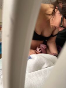 Hypnobabies Hospital VBAC Student Welcoming Baby