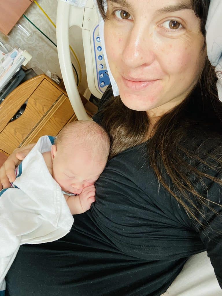 New mom and baby after Stellar Hypnobabies birth
