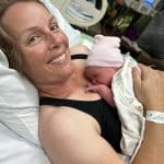 Hypnobabies Student holding newborn baby just after birth